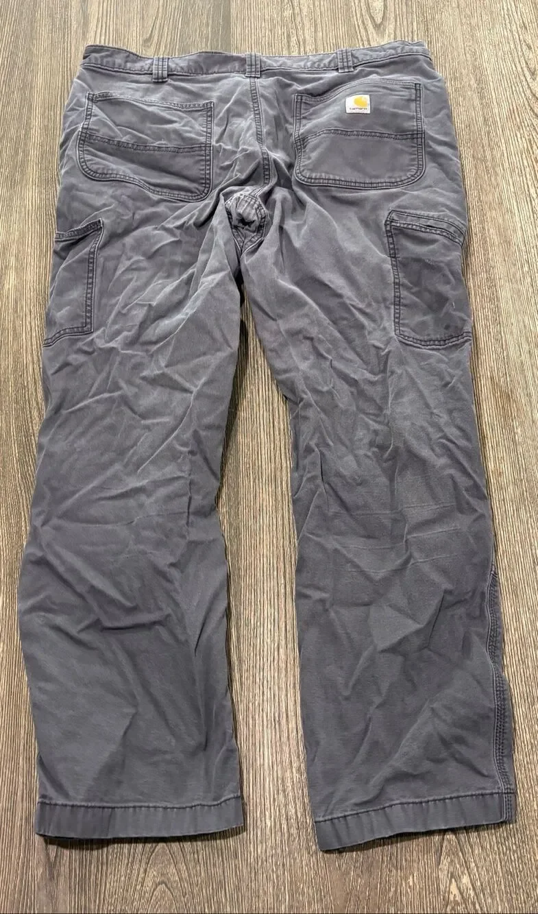 Carhartt Men's Relaxed Straight Rigby Double-Front Dungaree Pants Gray Sz 40x32